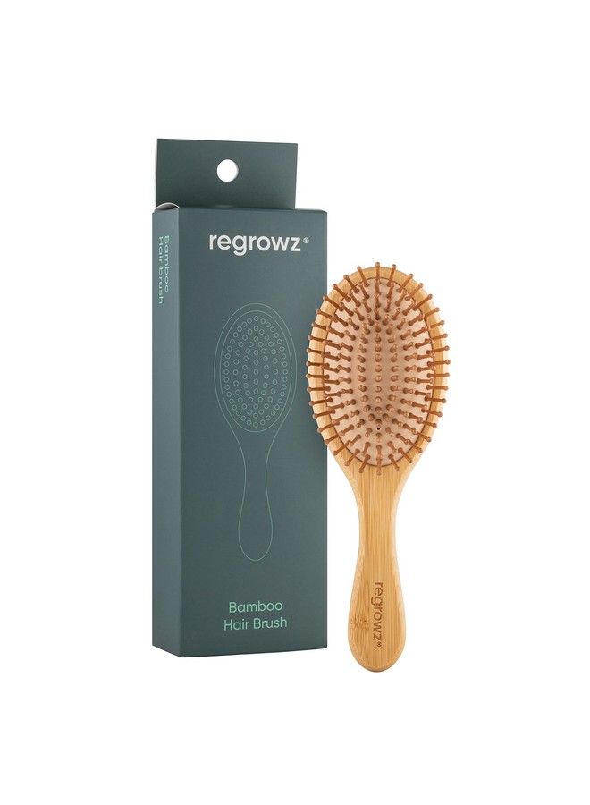 Regrowz Bamboo Paddle Hair Brush With Round Bamboo Bristles Detangling Hair Brush Scalp Massage Ecofriendly Unique Shape - Image 1