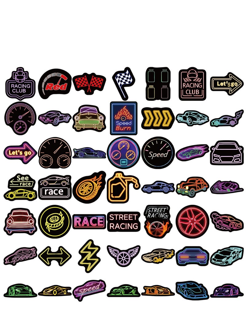 Car stickers 50 pieces Racing Car Stickers Ultra-Cool Neon Stickers Ignite Speed & Passion!– Light Up Your World - Image 1