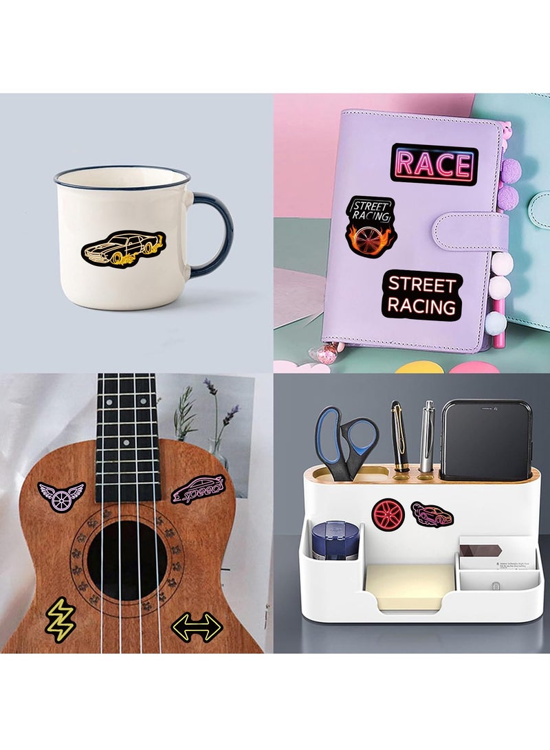 Car stickers 50 pieces Racing Car Stickers Ultra-Cool Neon Stickers Ignite Speed & Passion!– Light Up Your World - Image 3