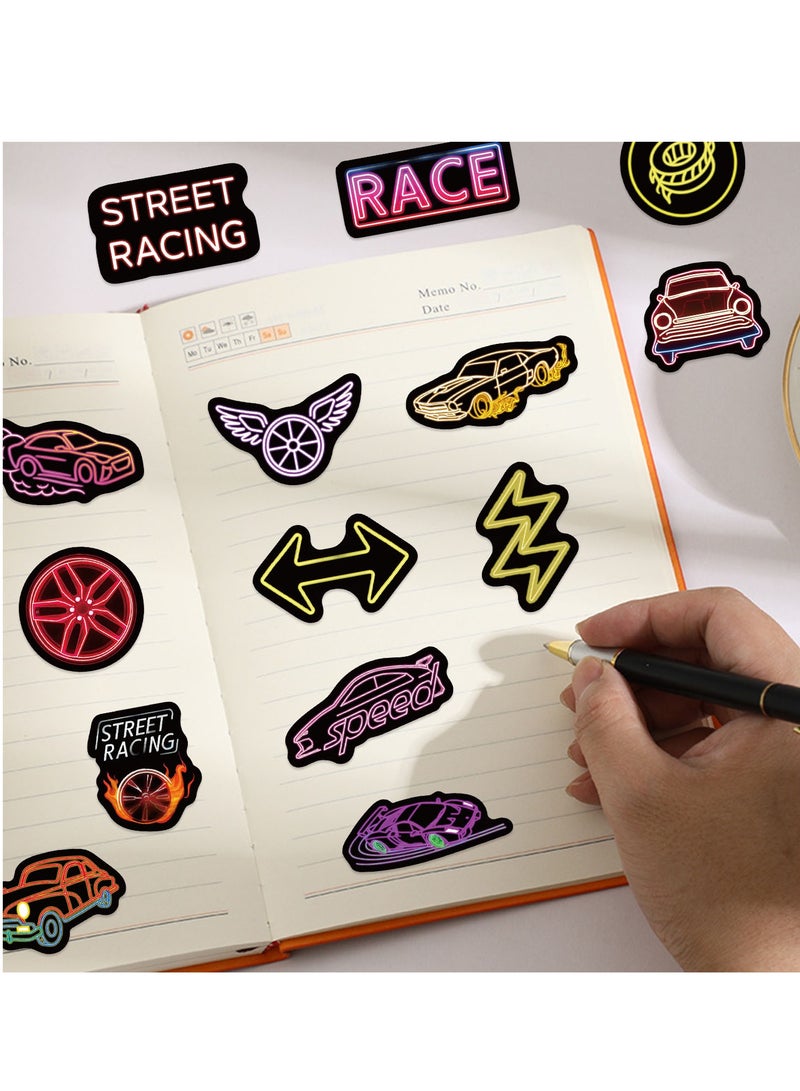 Car stickers 50 pieces Racing Car Stickers Ultra-Cool Neon Stickers Ignite Speed & Passion!– Light Up Your World - Image 4