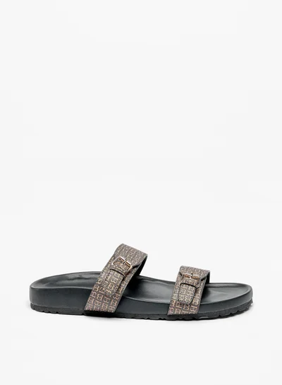 Flora Bella By Shoexpress Womens Logo Print Slip On Sandals By Shoexpress