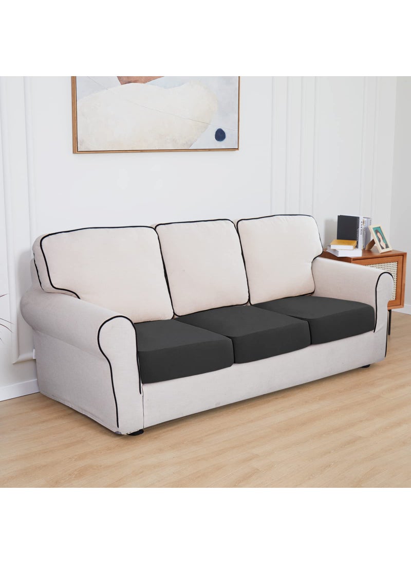 Easy-Going Easy-Going 100% Waterproof Chair Sofa Seat Cushion Slipcovers Couch Cushion Cover Stretch Furniture Protector for Kids  Pets (3-Piece Sofa Cushion  Dark Gray)  - Image 2