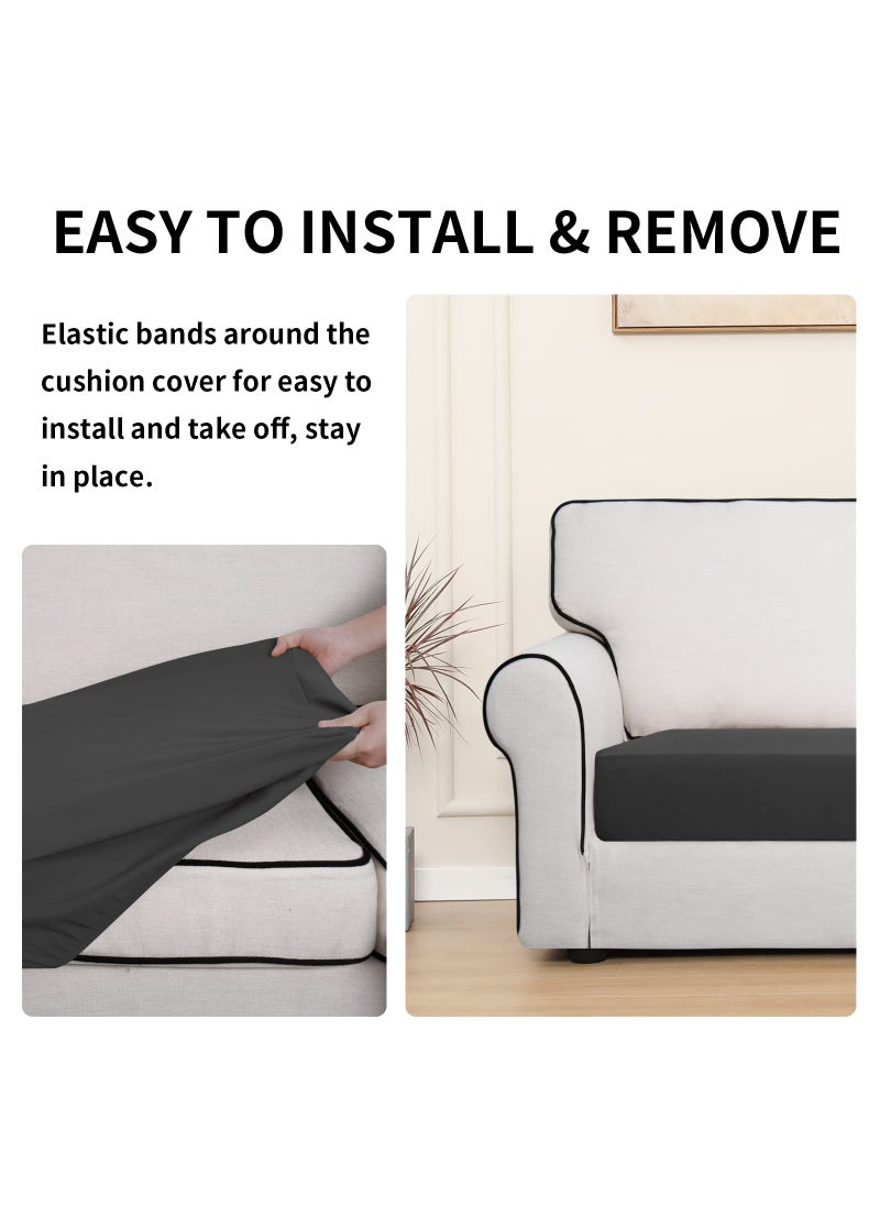 Easy-Going Easy-Going 100% Waterproof Chair Sofa Seat Cushion Slipcovers Couch Cushion Cover Stretch Furniture Protector for Kids  Pets (3-Piece Sofa Cushion  Dark Gray)  - Image 4
