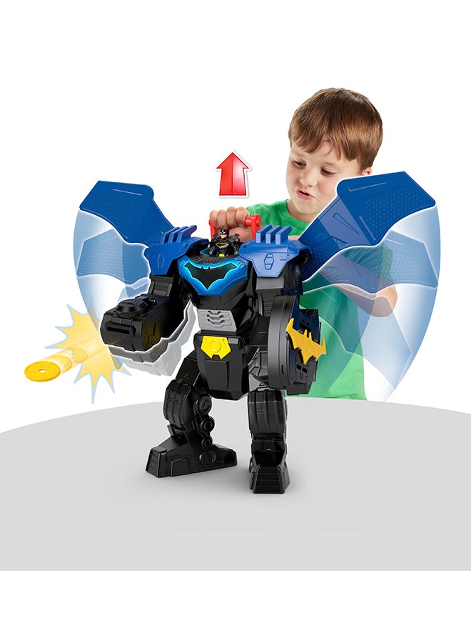 imaginext فيشر-برايس دي سي سوبر فريندز باتمان طائرة ميك مع أضواء وأصوات وحركة وشخصية عمل بطول 3 إنش، لعبة بطول 14.5 إنش تشمل قاذف وأقراص - Image 2
