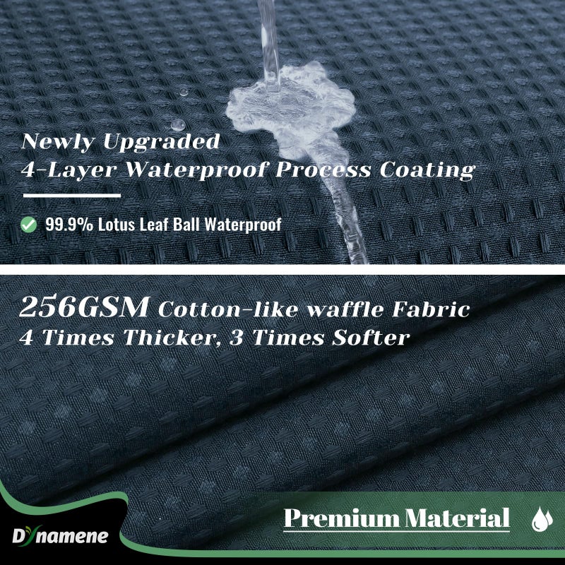 Dynamene Extra Long Shower Curtain  84 Inch Long Waffle Fabric Shower Curtain for Bathroom  Tall Waterproof Cloth Shower Curtain Liner Set with Hook  Snap in Liner  Mesh Top Window  Navy Blue  72x84 - Image 1