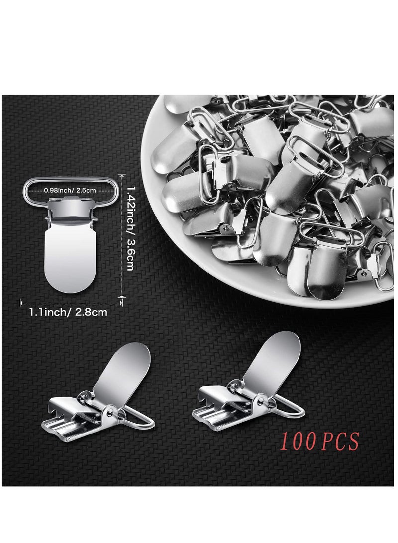 100 Pieces Metal Pacifier Suspender Clips Straps Holder Fasteners Baby Snap Heavy Duty for Making Holders Bib Bed Sheet Toy Clip