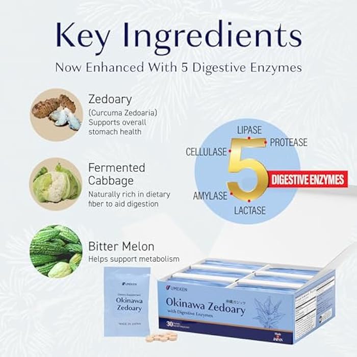 Umeken Okinawa Zedoary – Purple Turmeric with Fermented Cabbage Extract, Bitter Melon, and 5 Digestive Enzymes, Gut & Digestive Health Supplement, 1-Month Supply, 30 Count - Image 5