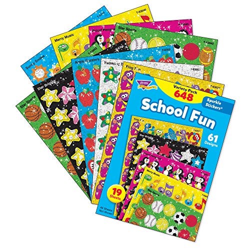 TREND enterprises, Inc. T-63904 School Fun Sparkle Stickers Variety Pack, 648/Pack - Image 2