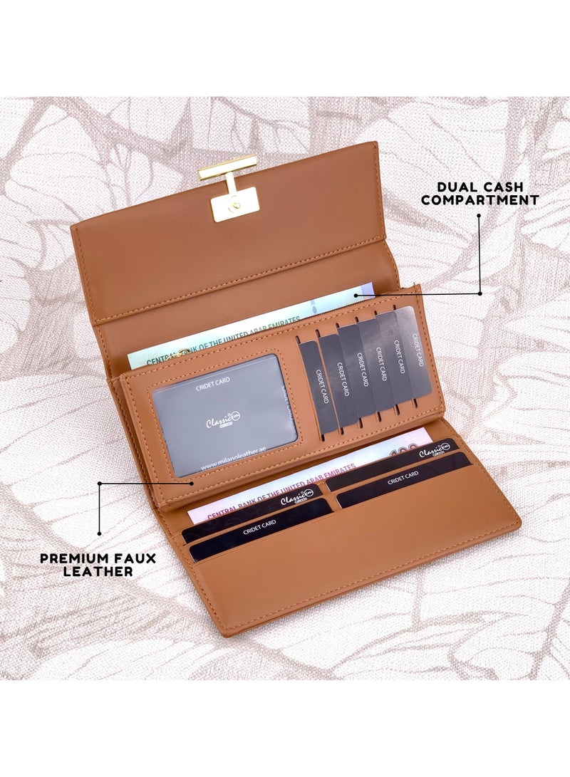 كلاسيك ميلانو - محفظة نسائية أنيقة من الجلد الصناعي مع حافظة بطاقات | محفظة عملات معدنية للنساء | محفظة نسائية نحيفة للاستخدام اليومي والسفر والهدايا - Image 3