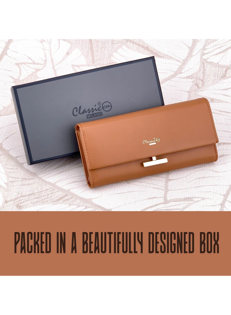 كلاسيك ميلانو - محفظة نسائية أنيقة من الجلد الصناعي مع حافظة بطاقات | محفظة عملات معدنية للنساء | محفظة نسائية نحيفة للاستخدام اليومي والسفر والهدايا - Image 5