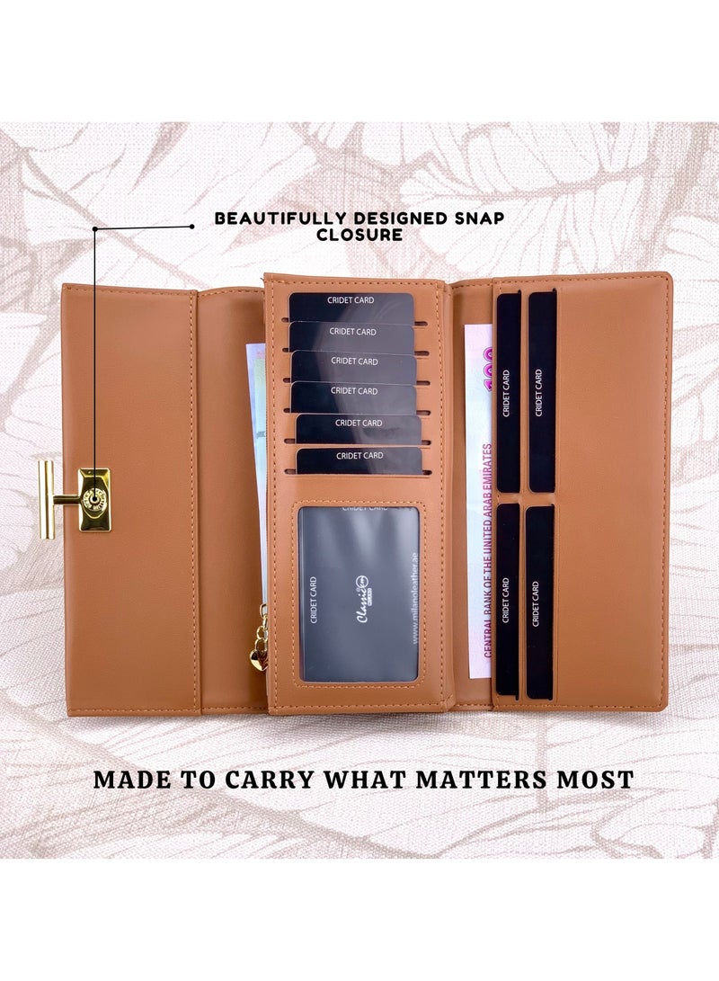 كلاسيك ميلانو - محفظة نسائية أنيقة من الجلد الصناعي مع حافظة بطاقات | محفظة عملات معدنية للنساء | محفظة نسائية نحيفة للاستخدام اليومي والسفر والهدايا - Image 4