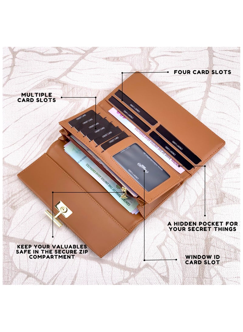 كلاسيك ميلانو - محفظة نسائية أنيقة من الجلد الصناعي مع حافظة بطاقات | محفظة عملات معدنية للنساء | محفظة نسائية نحيفة للاستخدام اليومي والسفر والهدايا - Image 2