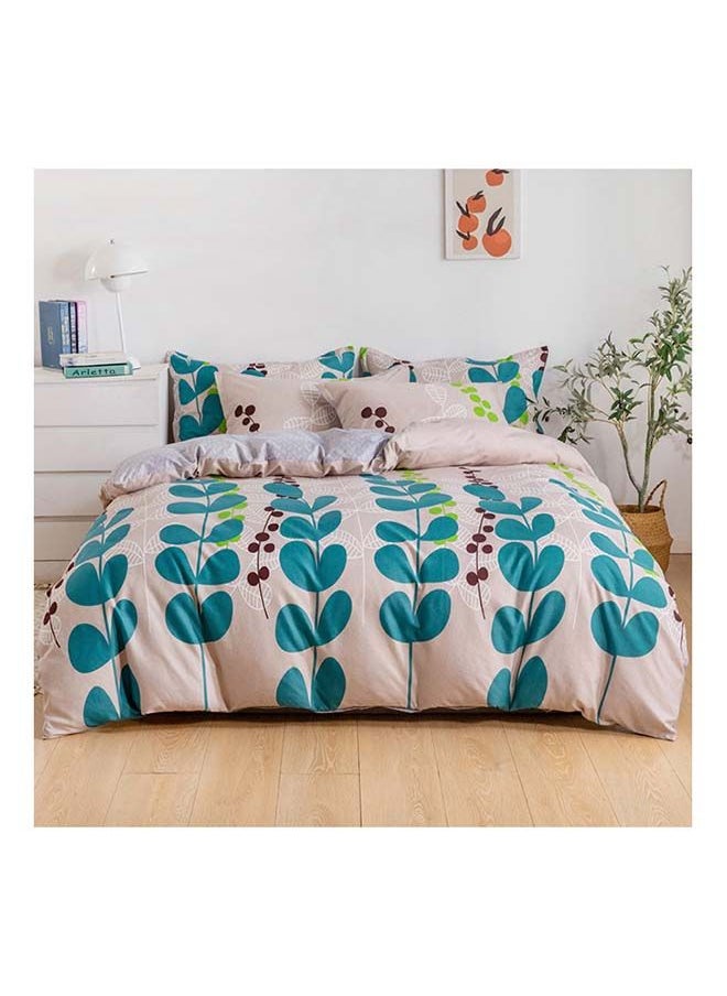 RISHAHOME 6-Piece Double Size Duvet Cover Set Microfiber Lochinvar 1 Duvet Cover 200x230 cm, 1 Flat Sheet 220x280 cm, 4 Pillow Cover 48x74 cm Multicolour  - Image 1
