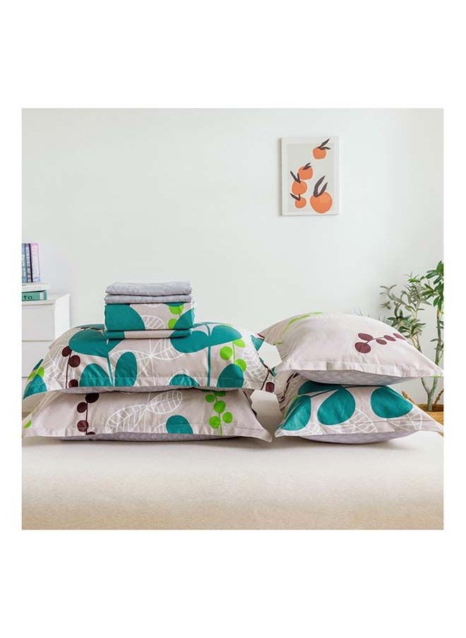 RISHAHOME 6-Piece Double Size Duvet Cover Set Microfiber Lochinvar 1 Duvet Cover 200x230 cm, 1 Flat Sheet 220x280 cm, 4 Pillow Cover 48x74 cm Multicolour  - Image 2
