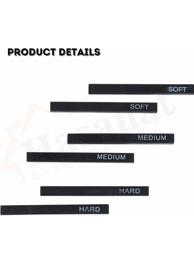 HASANAT ESSENTIALS Essentials 6 PCS Compressed Charcoal Sticks â€“ Assorted Hardness (Soft, Medium, Hard) â€“ Woodless Jumbo Black Charcoal Pencils for Sketching, Drawing & Shading - Image 3