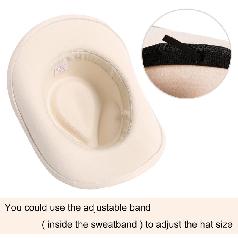 JOYEBUY Western Classic Cowboys Hat for Kids Girls Boy Glitter Buckle Short Wide Brim Cowgirls Hat (US, Age, 6 Years, 12 Years, Beige) - Image 4