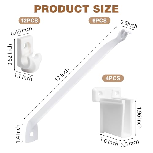 DGSL Wire Shelf Brackets Set 12 Inch Metal White Closet Support Bracket with End Brackets and Clips for Wire Shelving Wall Bracket Installation Support Wire Closet Shelves Racks 6 Pack - Image 3