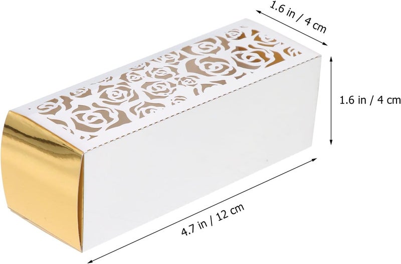 SOPOTUTU 50pcs Rose Pattern Hollow-out Paper Candy Boxes Wedding Favor Packaging Storage Boxes for Bridal Shower Party Decorations - Image 2