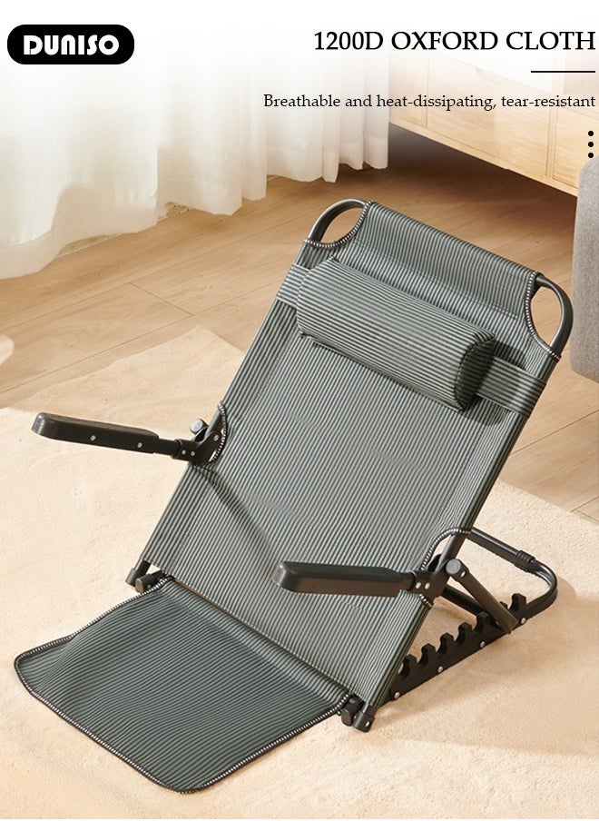 Lifting Bed Backrest,Adjustable Sit up Back Rest Multifunctional floor Chair for Bed, Adjustable Bed Backrest Support with Head Pillow for Neck, Head, Lumbar Support,Folding Chair