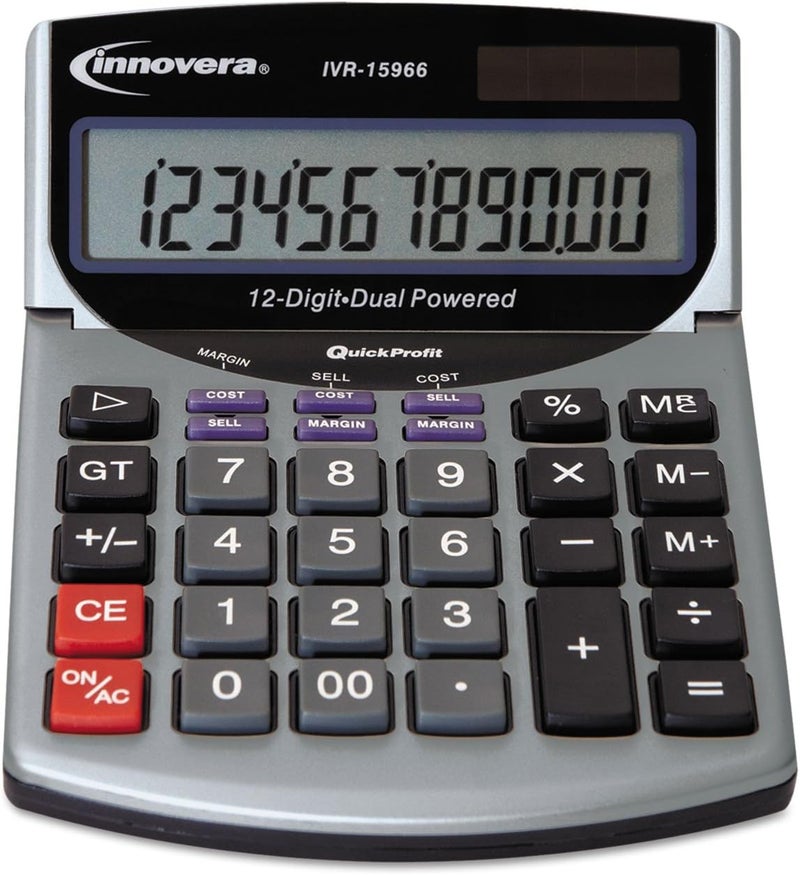 Innovera 15968 15968 Profit Analyzer Calculator Dual Power 12Digit LCD Display - Image 1
