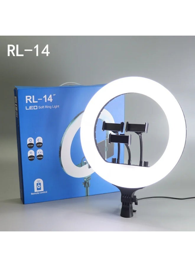 حلقة إضاءة LED كبيرة قابلة للتعتيم مقاس 14 بوصة مع حامل حائط وجهاز تحكم عن بعد وحقيبة حمل - مثالية للمكياج والصور الشخصية والبث المباشر وتسجيل الفيديو - Image 1