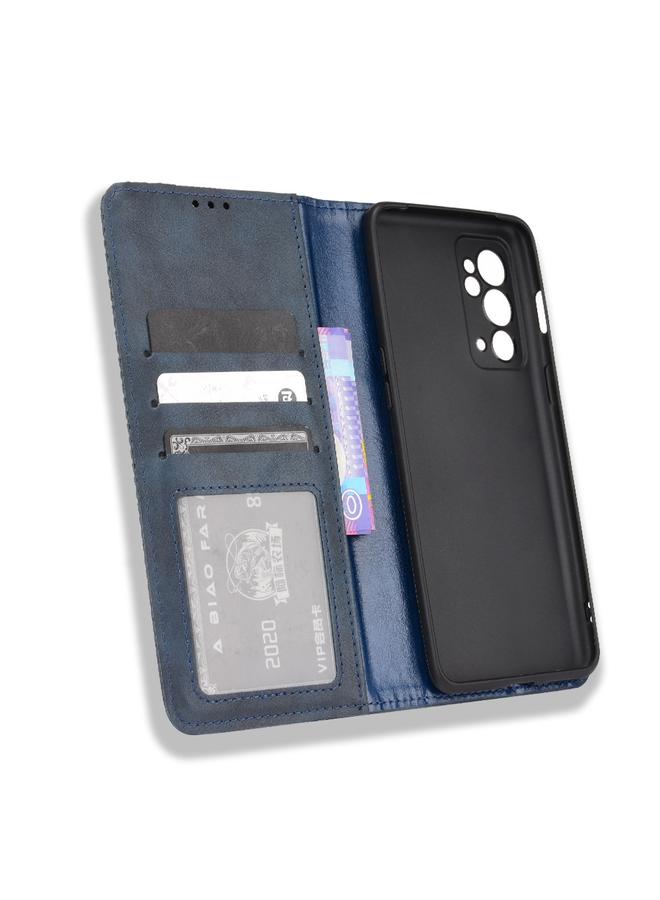 اس-توب جراب لهاتف OnePlus 9RT 5G بمشبك مغناطيسي بتصميم حصان مجنون بتصميم كلاسيكي، جراب جلدي قابل للطي أفقيًا مع حامل وفتحات للبطاقات وإطار للصور - Image 4