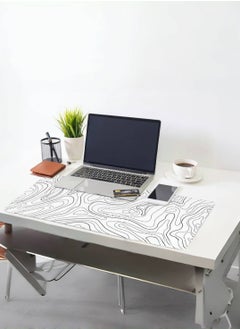 TREYO Minimalist White Topographic Design Large Gaming Mouse Pad – 800 * 300 * 3mm XL Desk Mat | Anti-Slip Base & Spill-Resistant | Stitched Edges for Long-Lasting Durability | Perfect for Keyboard & Mouse Setup  - Image 1