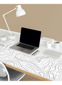 TREYO Minimalist White Topographic Design Large Gaming Mouse Pad – 800 * 300 * 3mm XL Desk Mat | Anti-Slip Base & Spill-Resistant | Stitched Edges for Long-Lasting Durability | Perfect for Keyboard & Mouse Setup  - Image 3