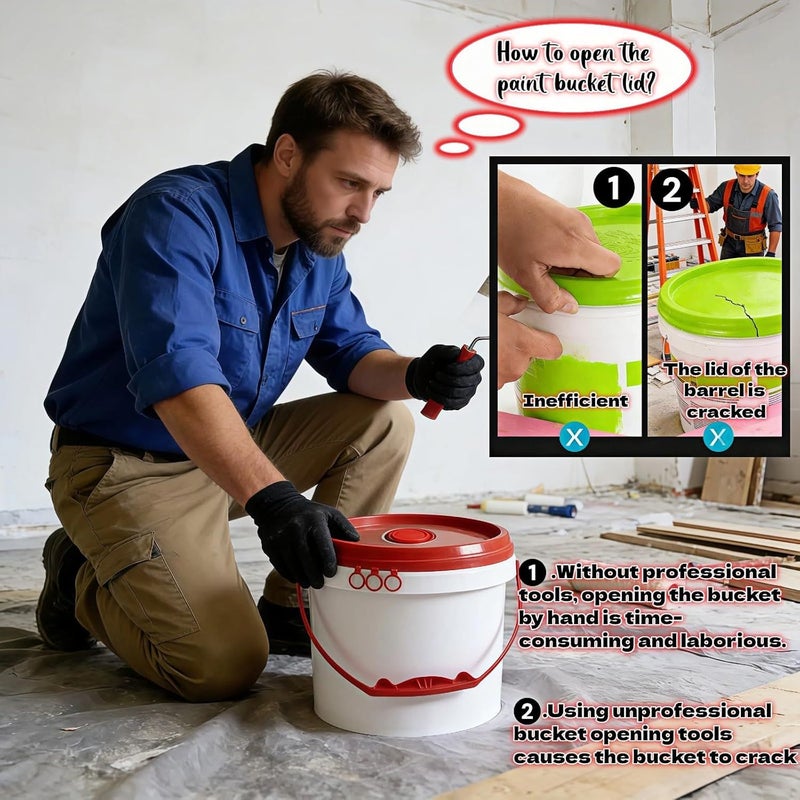 Red Heavy Duty Gallon Paint Can Opener Bucket Lid Removal Tool 7.87 Inch - Image 3