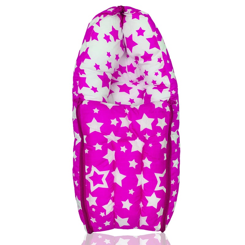 Infans Mini Star-Multi Mega 3 in 1 Baby's Cotton Bed Cum Carry Bed Printed Baby Sleeping Bag-Baby Bed-Infant Portable for Unisex Easily Portable, Light Weight Carry for New Born 4-8 Months Old(Pink) - Image 1