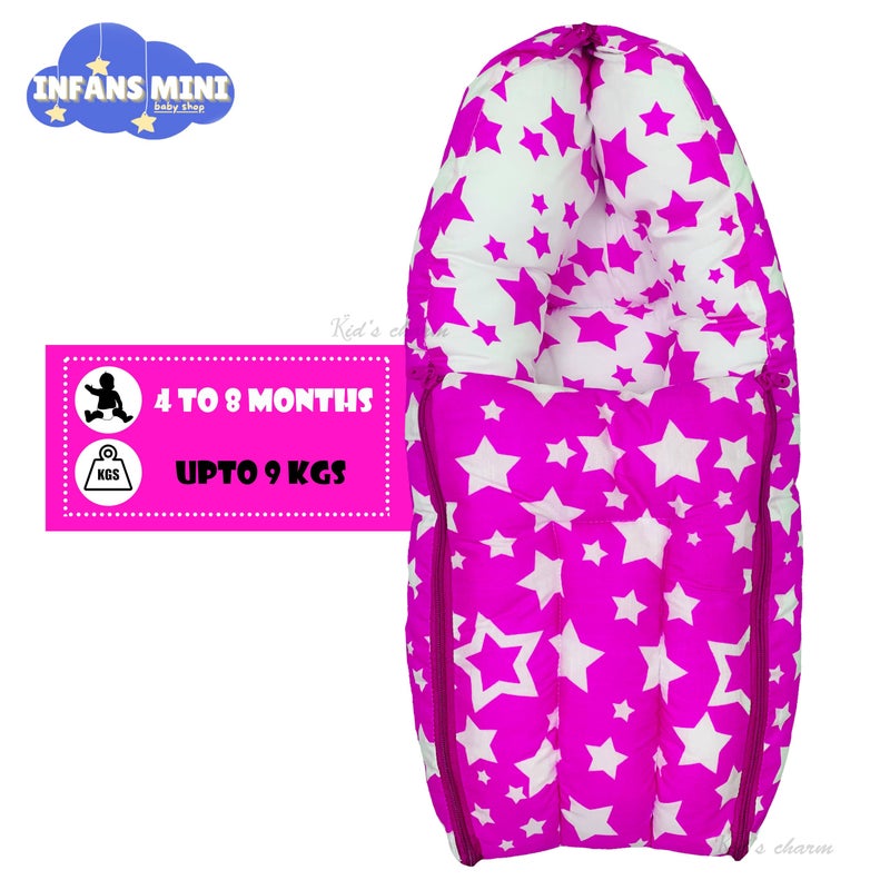Infans Mini Star-Multi Mega 3 in 1 Baby's Cotton Bed Cum Carry Bed Printed Baby Sleeping Bag-Baby Bed-Infant Portable for Unisex Easily Portable, Light Weight Carry for New Born 4-8 Months Old(Pink) - Image 4