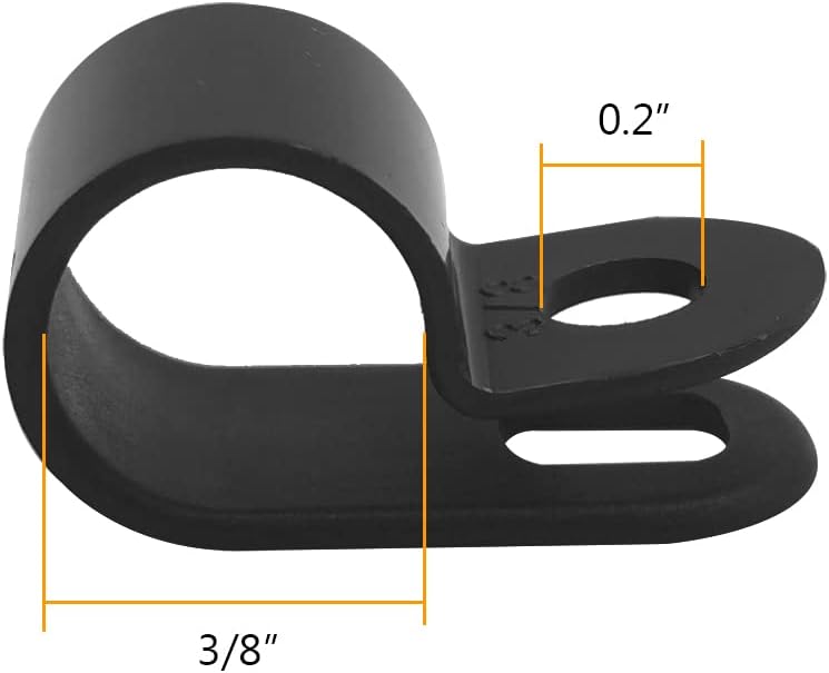 Alamic Cable Clamp R-Type Cable Clip Wire Clamp 3/8" Nylon Screw Mounting Cord Fastener Clips with Screws for Wire Management - Black - 50 Pcs - Image 3