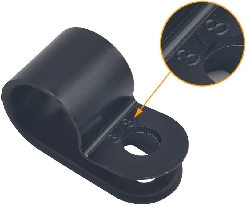Alamic Cable Clamp R-Type Cable Clip Wire Clamp 3/8" Nylon Screw Mounting Cord Fastener Clips with Screws for Wire Management - Black - 50 Pcs - Image 2