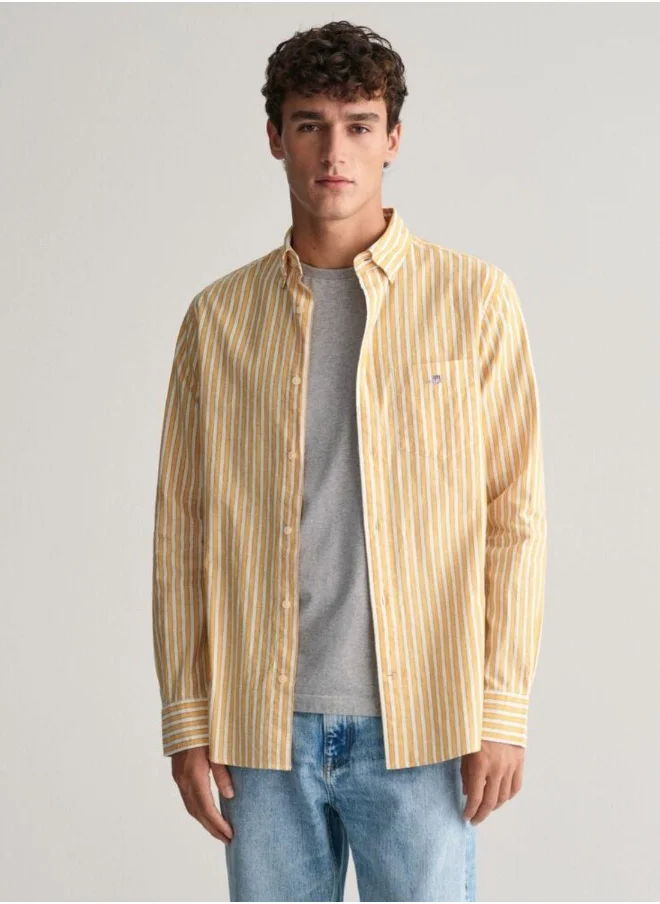 GANT Gant Regular Fit Striped Cotton Linen Shirt