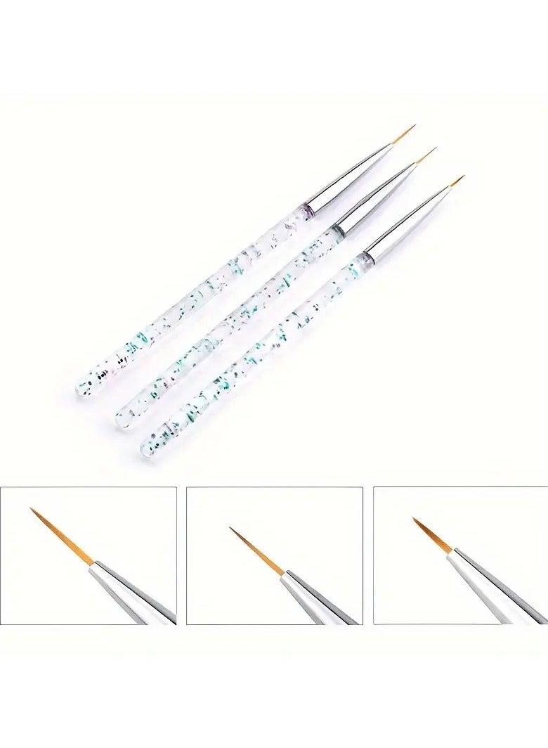 LANGMANNI 3pcs Nail Art Acrylic French Painting Brush, Flower Design Stripes Lines Liner DIY Drawing Pen, Manicure Tool - Image 2