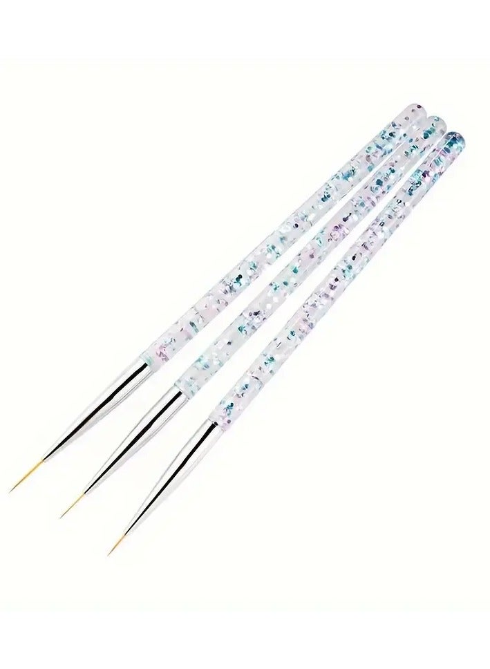 LANGMANNI 3pcs Nail Art Acrylic French Painting Brush, Flower Design Stripes Lines Liner DIY Drawing Pen, Manicure Tool - Image 4