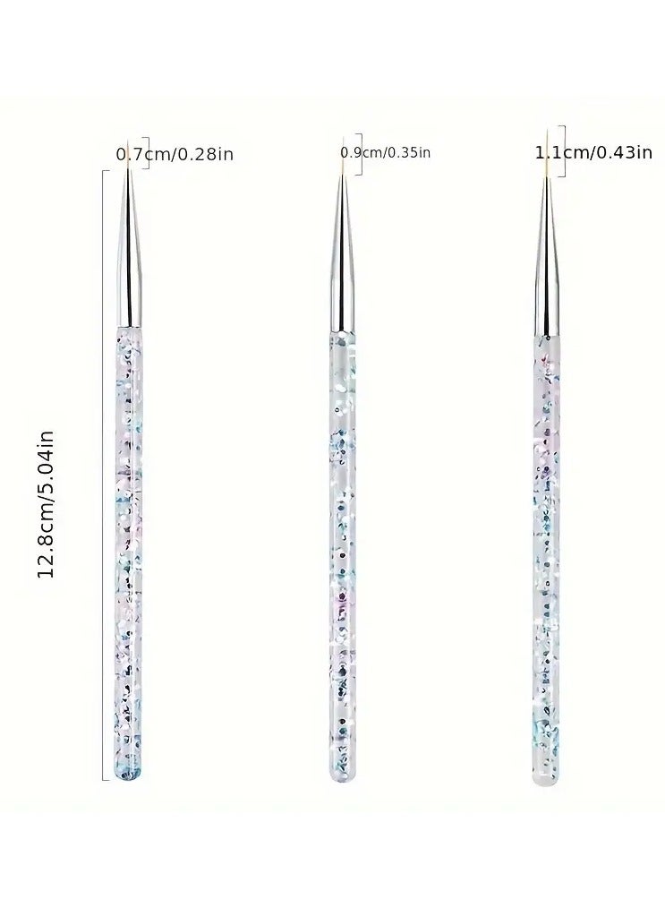LANGMANNI 3pcs Nail Art Acrylic French Painting Brush, Flower Design Stripes Lines Liner DIY Drawing Pen, Manicure Tool - Image 3