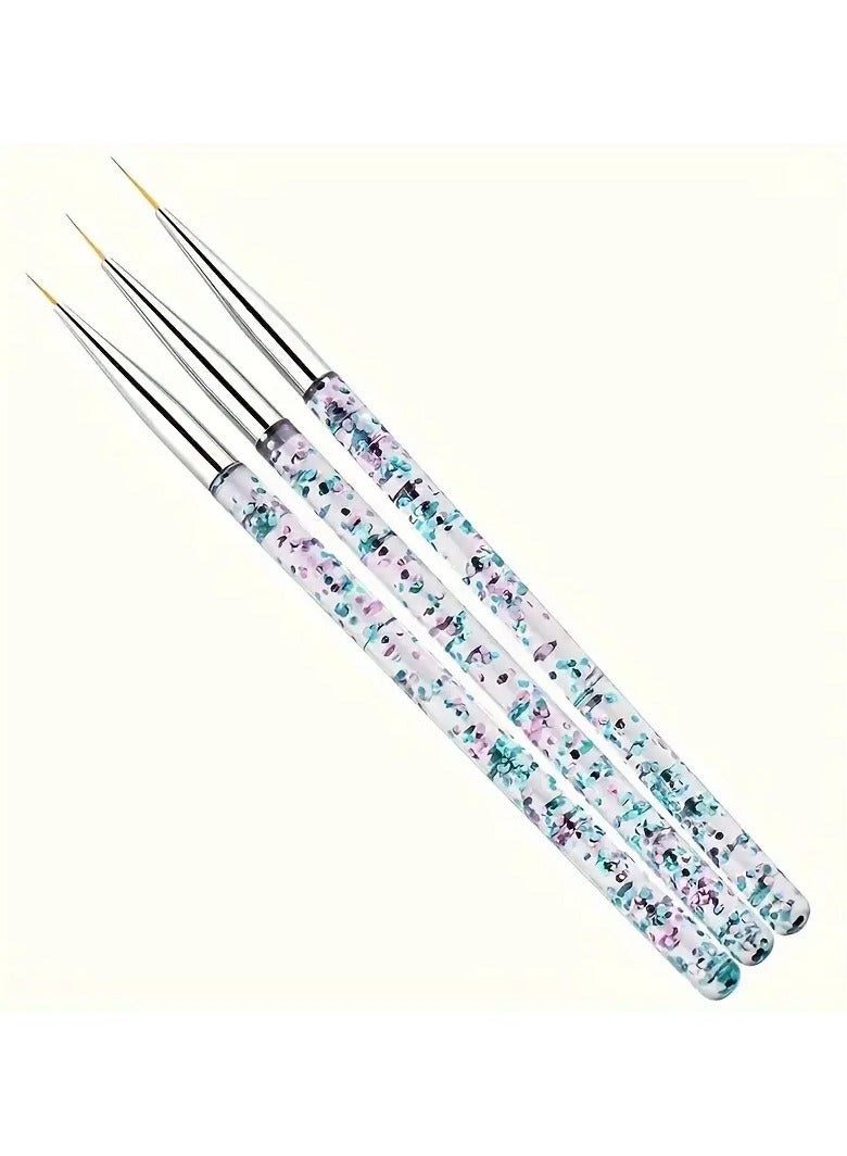 LANGMANNI 3pcs Nail Art Acrylic French Painting Brush, Flower Design Stripes Lines Liner DIY Drawing Pen, Manicure Tool - Image 5