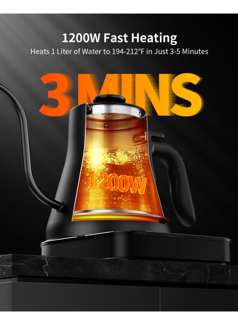 إبسون غلاية قهوة V60 (رقبة الإوز) مزودة بتحكم حراري دقيق بدقة درجة مئوية واحدة، غلاية كهربائية بشاشة لمس LED، ومؤقت توقيت للتخمير. - Image 5