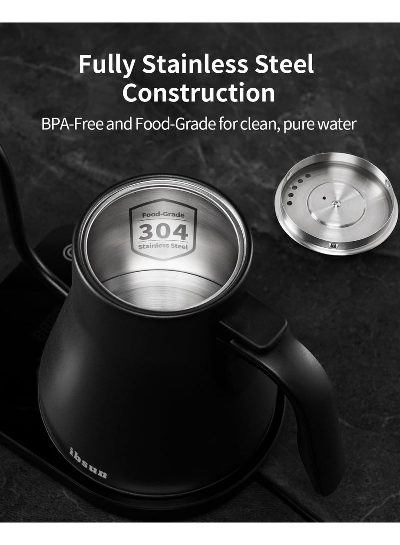 إبسون غلاية قهوة V60 (رقبة الإوز) مزودة بتحكم حراري دقيق بدقة درجة مئوية واحدة، غلاية كهربائية بشاشة لمس LED، ومؤقت توقيت للتخمير. - Image 4