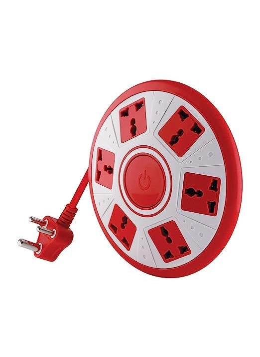 Generic UFO-360° Multi Direction Extension Board 6 Outlet 6AMP Socket (1800W) to 5AMP Plug Heavy Duty Cord 2 Meter W/Surge Protector, On/Off Master Switch with LED Indicator, Virgin Plastic Body (MX-3795) 