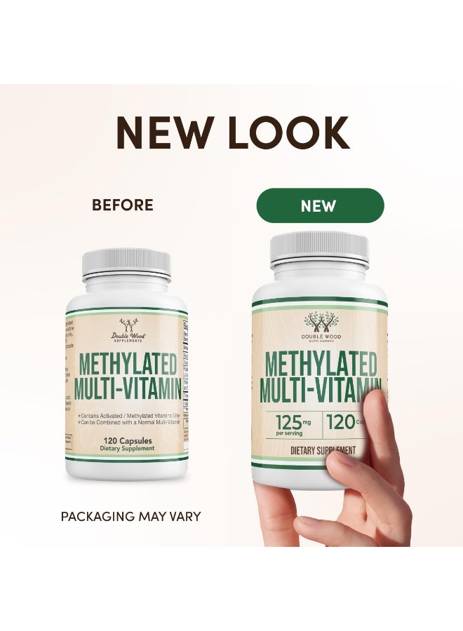 Double Wood Supplements Methylated Multivitamin – Activated B Complex with Methylfolate, Methylcobalamin & Trimethylglycine (TMG) | MTHFR Support, Energy & Metabolism | Non-GMO, Gluten Free | 120 Capsules - Image 5