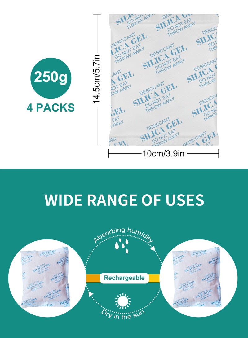 HomarKet Moisture Absorbers 4 Packs 250 Gram Silica Gel Packs Desiccant Dehumidifier Packs Premium Desiccant Packets for Storage Color Indicating Silica Gel for Spices Jewelry Shoes and Electronic - Image 4
