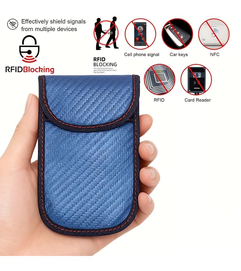 Red RFID Blocking Key Holder for Vehicle Keychain Signal Shield Bag - Image 1