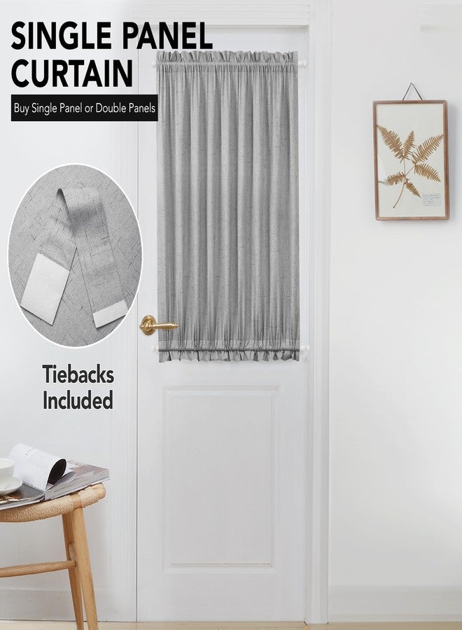 Deconovo French Door Curtain Panel, Linen 100% Blackout Thermal Curtains for Patio, Sliding, and Front Door, 1 Panel, Grey, W54 x L40 - Image 2