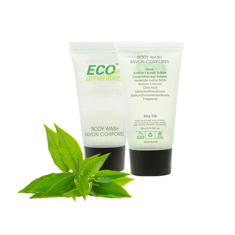 ECO amenities Travel Size Body Wash Bulk  Hotel Supplies for Guests  Great for Vacation Rental and Airbnb Toiletries  Body Wash for Men  Women  Green Tea Scent  72 pack 075 fl oz 22ml tubes
