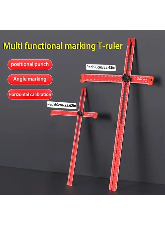 Red Aluminum Alloy Multi Function Movable Angle Ruler 35 43 Inch High Precision Woodworking Tool - Image 2
