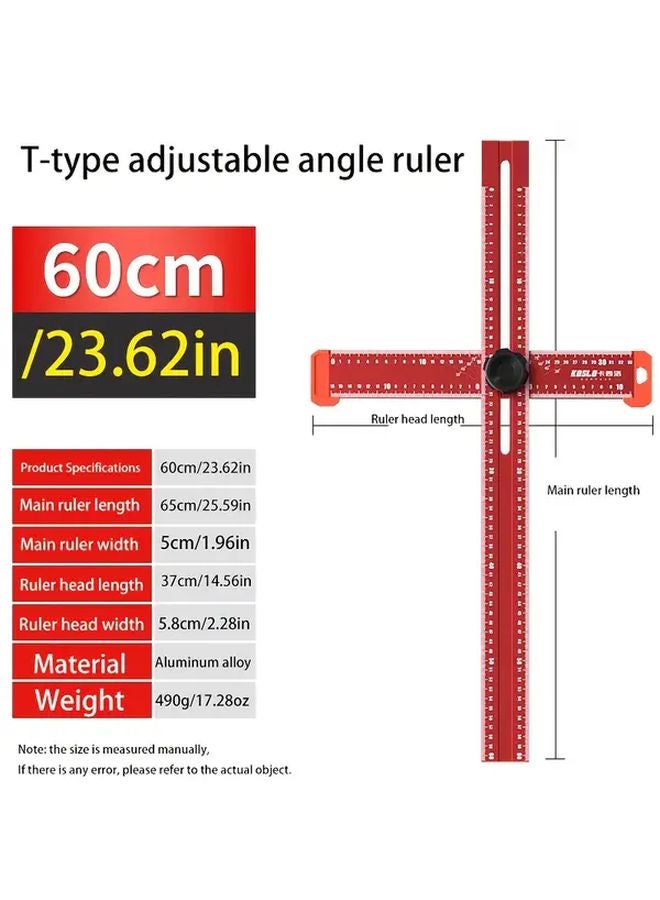 Red Aluminum Alloy Multi Function Movable Angle Ruler 35 43 Inch High Precision Woodworking Tool - Image 3