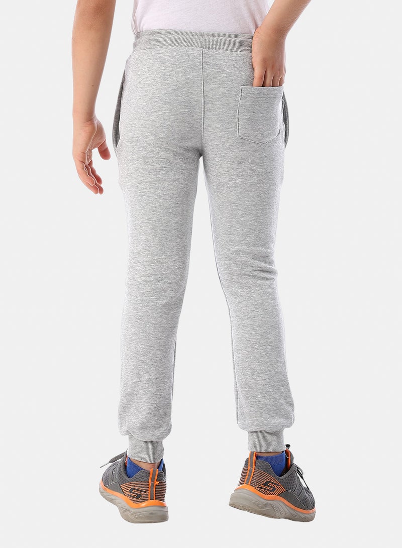 Andora Elastic Waist Boys' Sweatpants - Heather Light Grey - Image 3