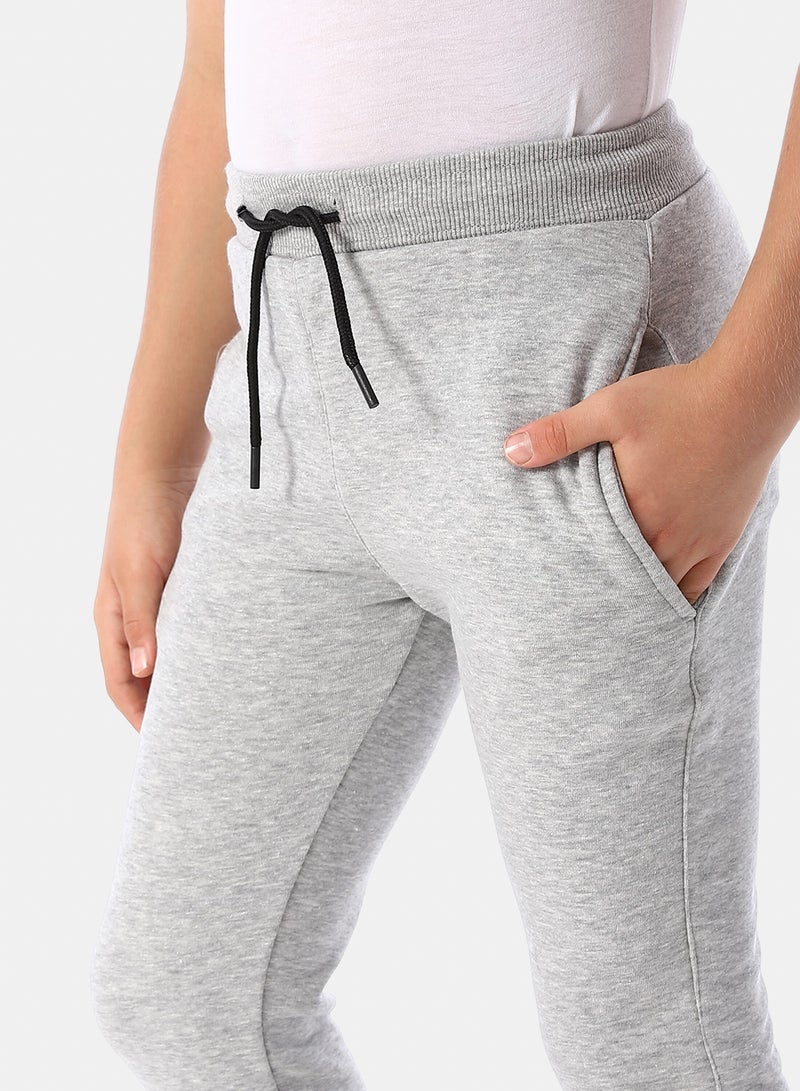 Andora Elastic Waist Boys' Sweatpants - Heather Light Grey - Image 4